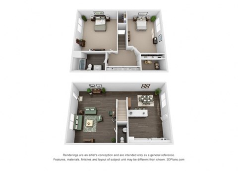 Marine View 2 Bed 1 Bath TH Floor Plan